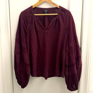 7 For All Mankind silk blouse with pirate sleeves